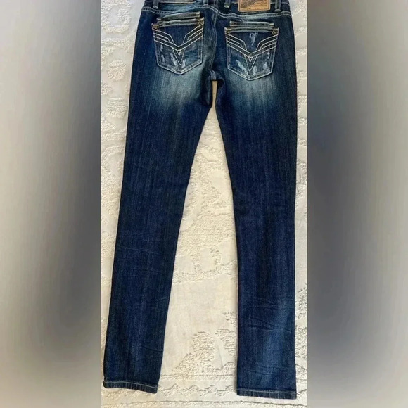 Vigoss Studio The Dublin Skinny Jeans Medium Wash Distressed - Picture 3 of 6